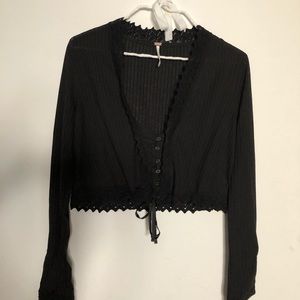Free People Black Lace Crop